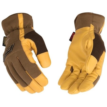 KINCOPRO Driver Gloves, Men's, L, EasyOn, Shirred Elastic Wrist Cuff, TPR Back, Brown 2014HK-L